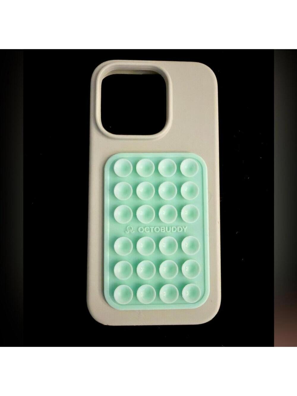 elago sage green silicone liquid w Octobuddy Suction cup mount iphone 15 pro